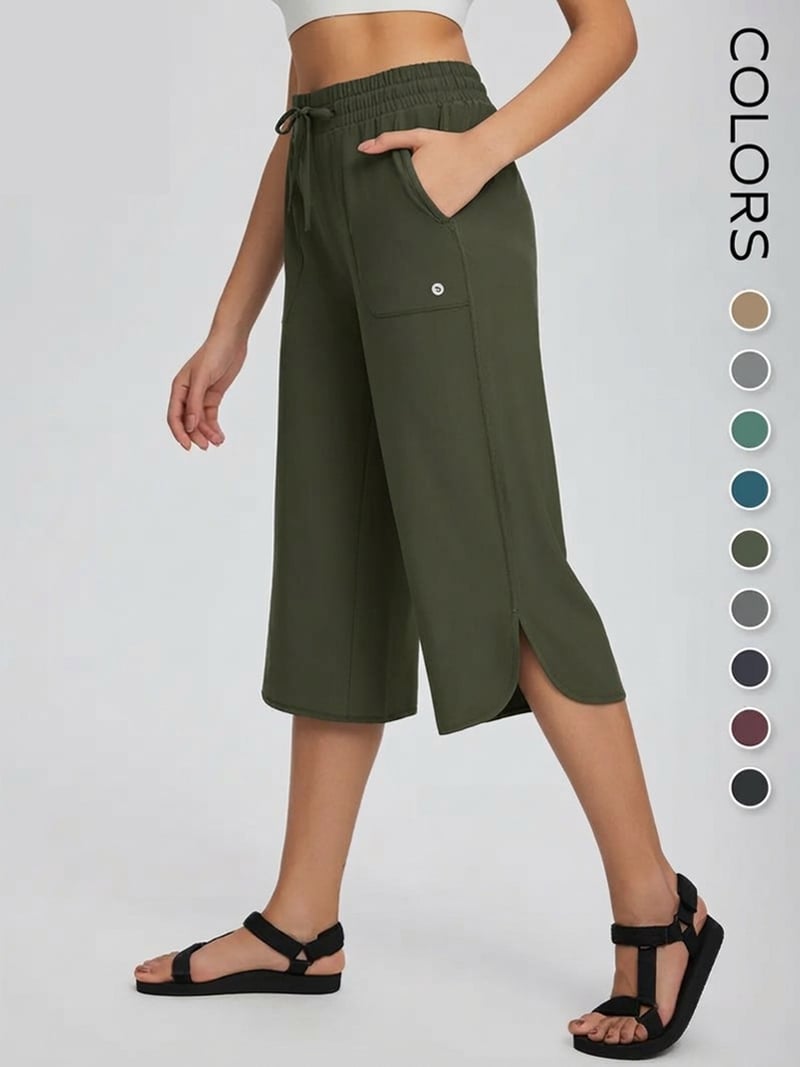 🔥Limited Time 49% Off✨👖 Women's Wide Leg Yoga Capris – High Waisted with Pockets☀️