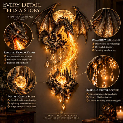 🔥50% Off – 🐉 Dragonfire Moonlight Wall Lamp | Enchanted Fantasy Castle Decor 🌙