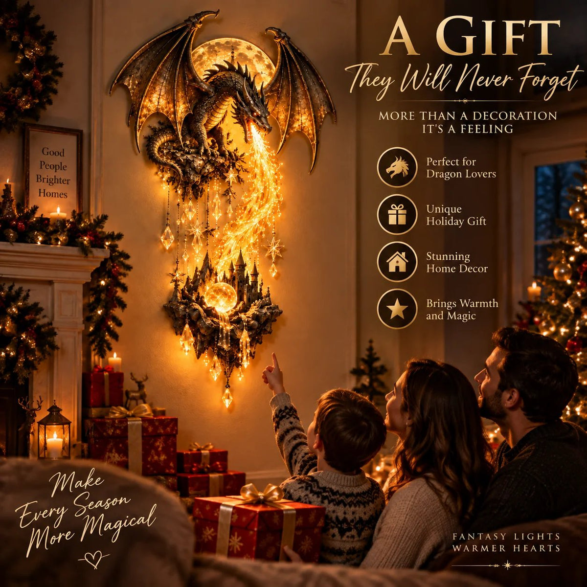 🔥50% Off – 🐉 Dragonfire Moonlight Wall Lamp | Enchanted Fantasy Castle Decor 🌙