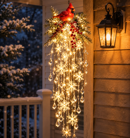 Crystal Waterfall Christmas Lights – Hanging Snowflake & Crystal LED Porch Decor ✨❄️
