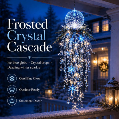 Crystal Waterfall Christmas Lights – Hanging Snowflake & Crystal LED Porch Decor ✨❄️