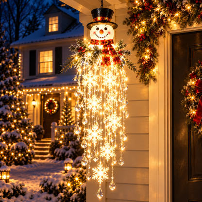 Crystal Waterfall Christmas Lights – Hanging Snowflake & Crystal LED Porch Decor ✨❄️
