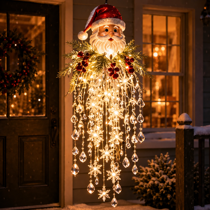 Crystal Waterfall Christmas Lights – Hanging Snowflake & Crystal LED Porch Decor ✨❄️