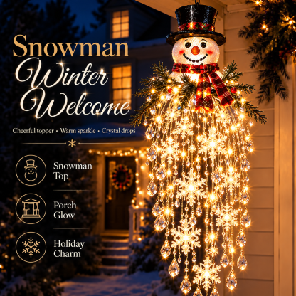 Crystal Waterfall Christmas Lights – Hanging Snowflake & Crystal LED Porch Decor ✨❄️