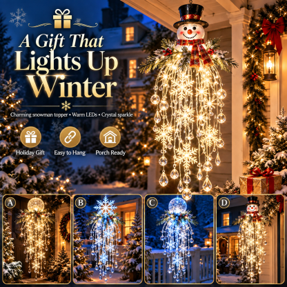 Crystal Waterfall Christmas Lights – Hanging Snowflake & Crystal LED Porch Decor ✨❄️
