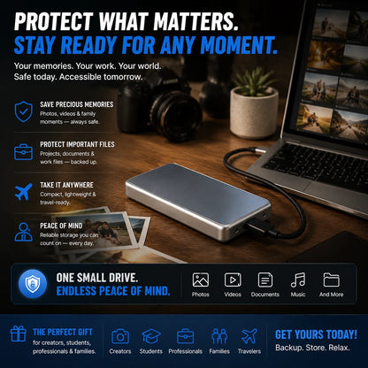 Portable External SSD – High-Speed Storage Drive for Photos, Videos & Files