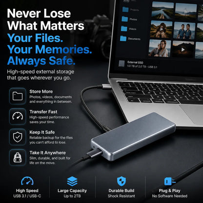 Portable External SSD – High-Speed Storage Drive for Photos, Videos & Files