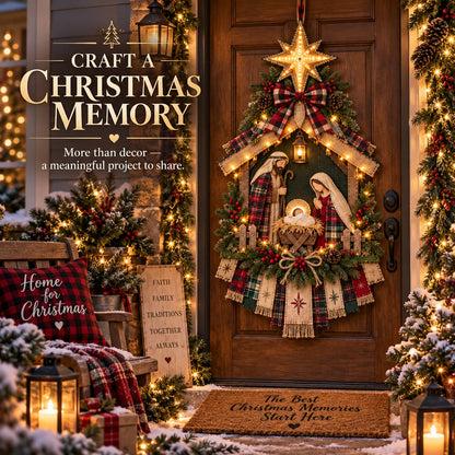 🎄 DIY Lighted Nativity Scene Christmas Decoration Kit | Door Hanging Craft Set – 50% OFF