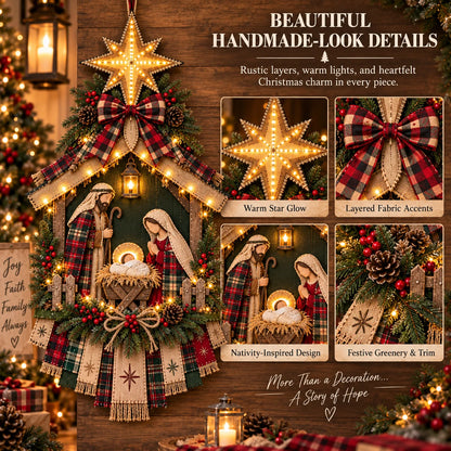 🎄 DIY Lighted Nativity Scene Christmas Decoration Kit | Door Hanging Craft Set – 50% OFF