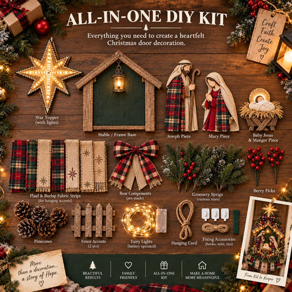 🎄 DIY Lighted Nativity Scene Christmas Decoration Kit | Door Hanging Craft Set – 50% OFF
