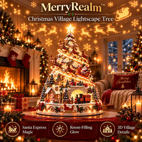 🎄✨ Last Day 50% OFF | Christmas Village Projection Centerpiece – 4 Magical Holiday Village Scenes for a Festive Home