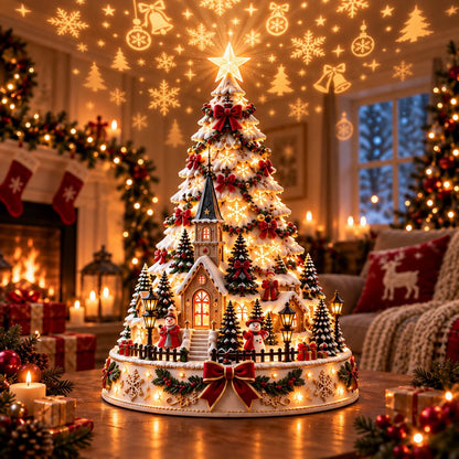 🎄✨ Last Day 50% OFF | Christmas Village Projection Centerpiece – 4 Magical Holiday Village Scenes for a Festive Home