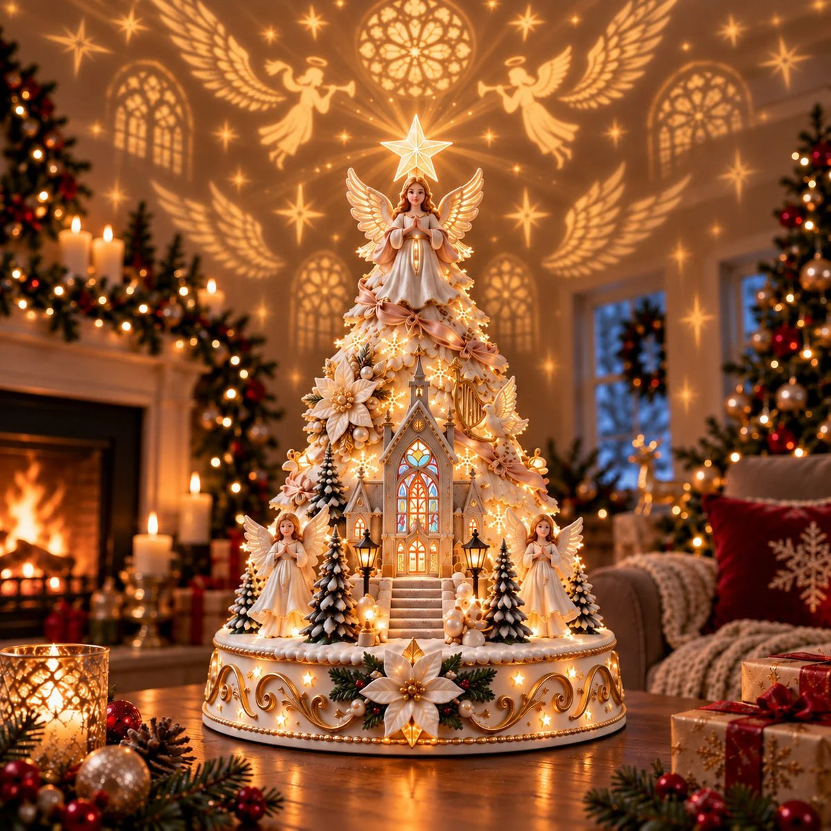 🎄✨ Last Day 50% OFF | Christmas Village Projection Centerpiece – 4 Magical Holiday Village Scenes for a Festive Home