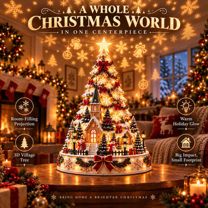 🎄✨ Last Day 50% OFF | Christmas Village Projection Centerpiece – 4 Magical Holiday Village Scenes for a Festive Home