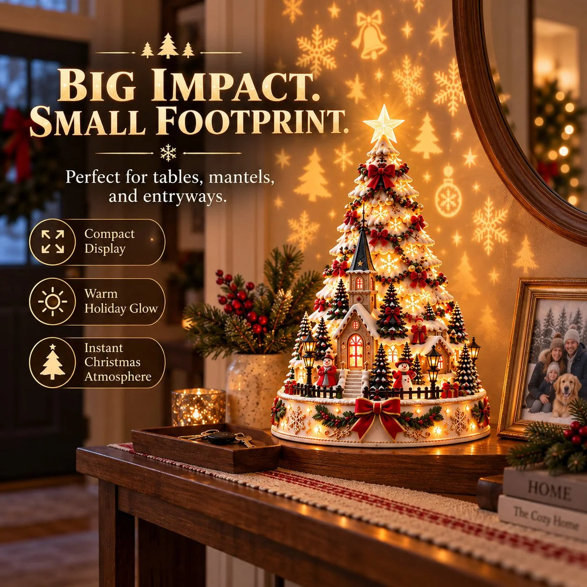 🎄✨ Last Day 50% OFF | Christmas Village Projection Centerpiece – 4 Magical Holiday Village Scenes for a Festive Home