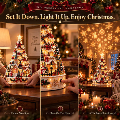 🎄✨ Last Day 50% OFF | Christmas Village Projection Centerpiece – 4 Magical Holiday Village Scenes for a Festive Home