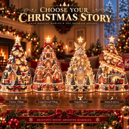 🎄✨ Last Day 50% OFF | Christmas Village Projection Centerpiece – 4 Magical Holiday Village Scenes for a Festive Home