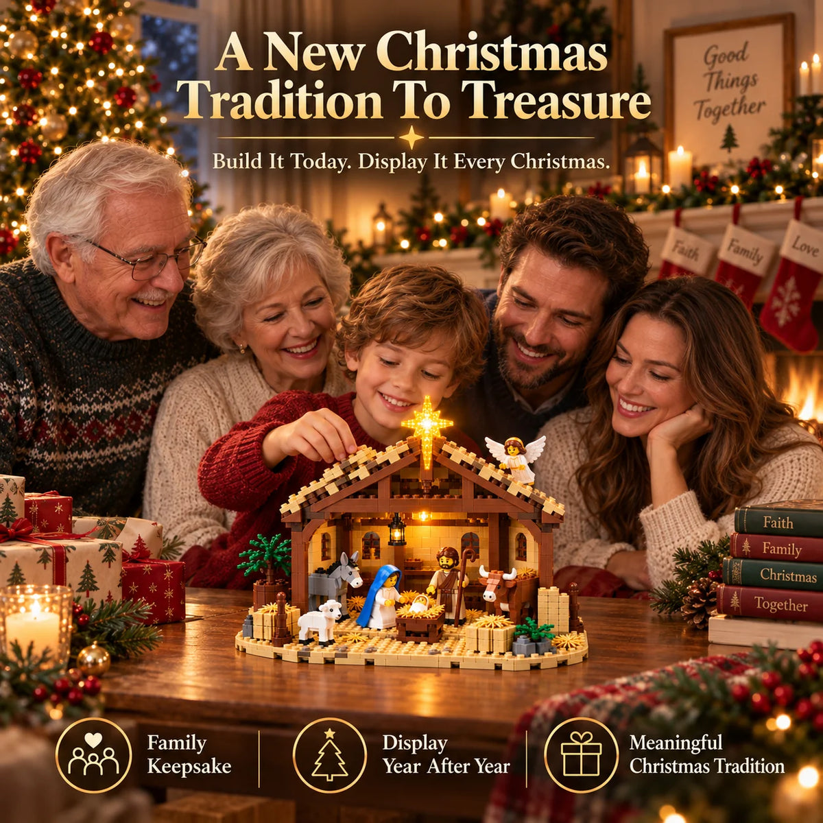 🎄 Christmas Nativity Scene Building Block Set | Holy Family DIY Building Kit