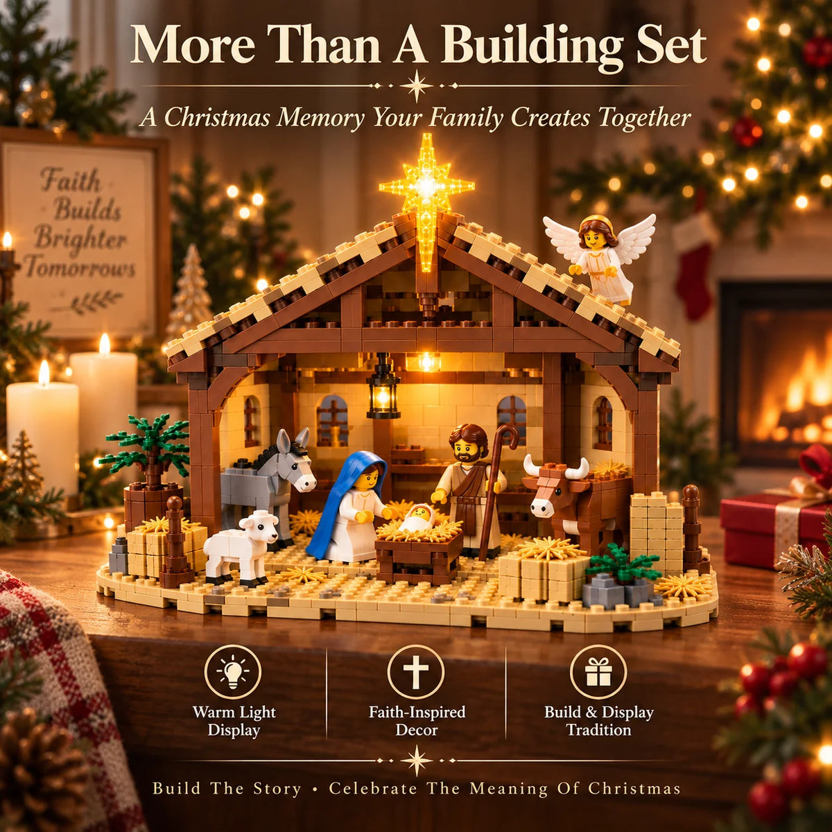 🎄 Christmas Nativity Scene Building Block Set | Holy Family DIY Building Kit