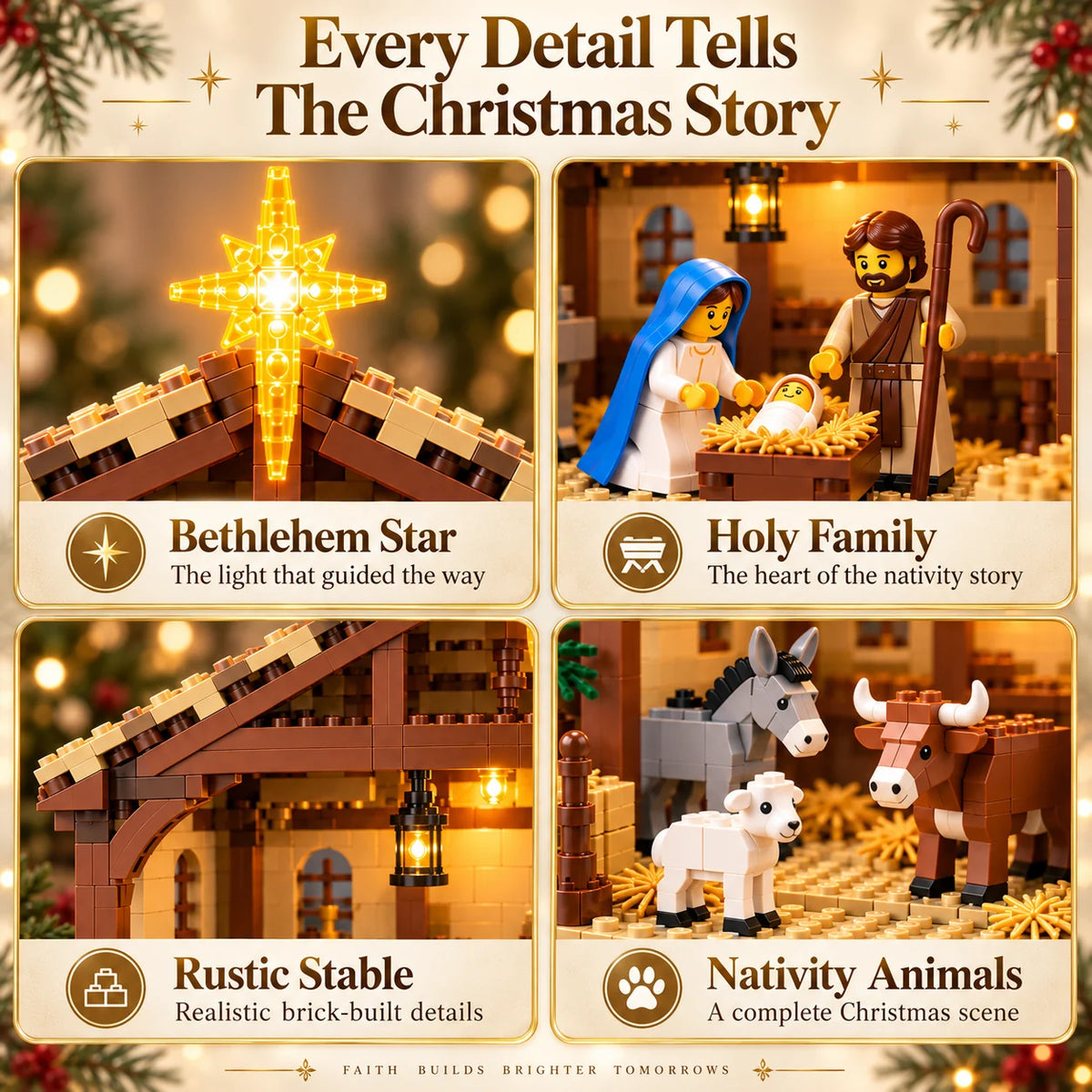 🎄 Christmas Nativity Scene Building Block Set | Holy Family DIY Building Kit