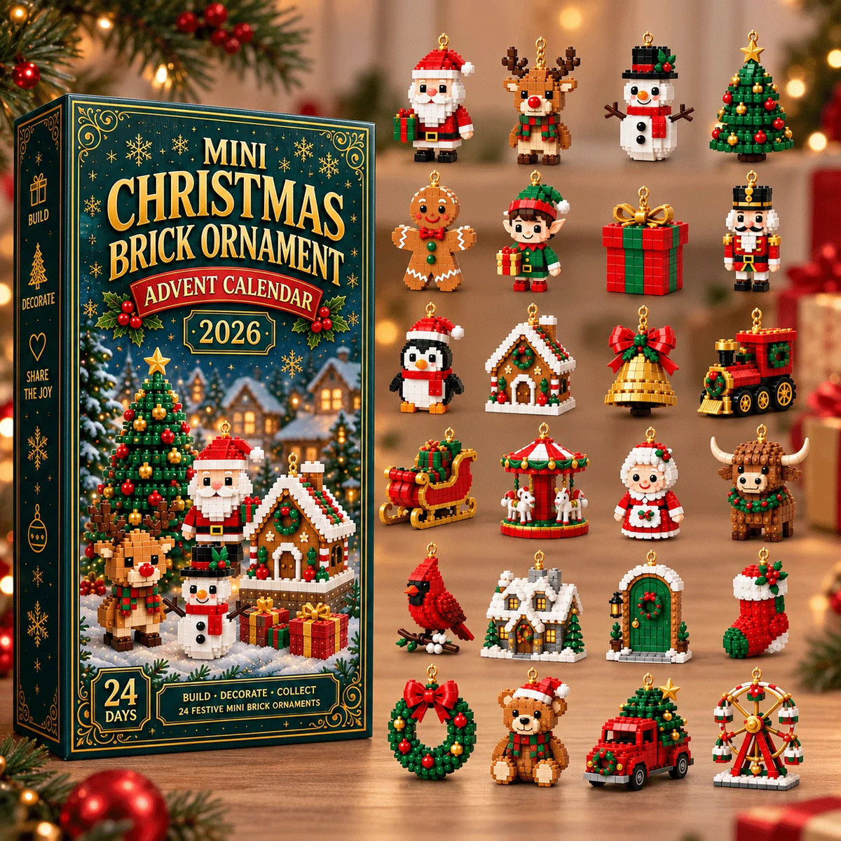 🎄 Last Day 49% OFF | 24-Day Christmas Ornament Advent Calendar – 24 Mini Buildable Holiday Decorations for a Magical Countdown to Christmas 🎁