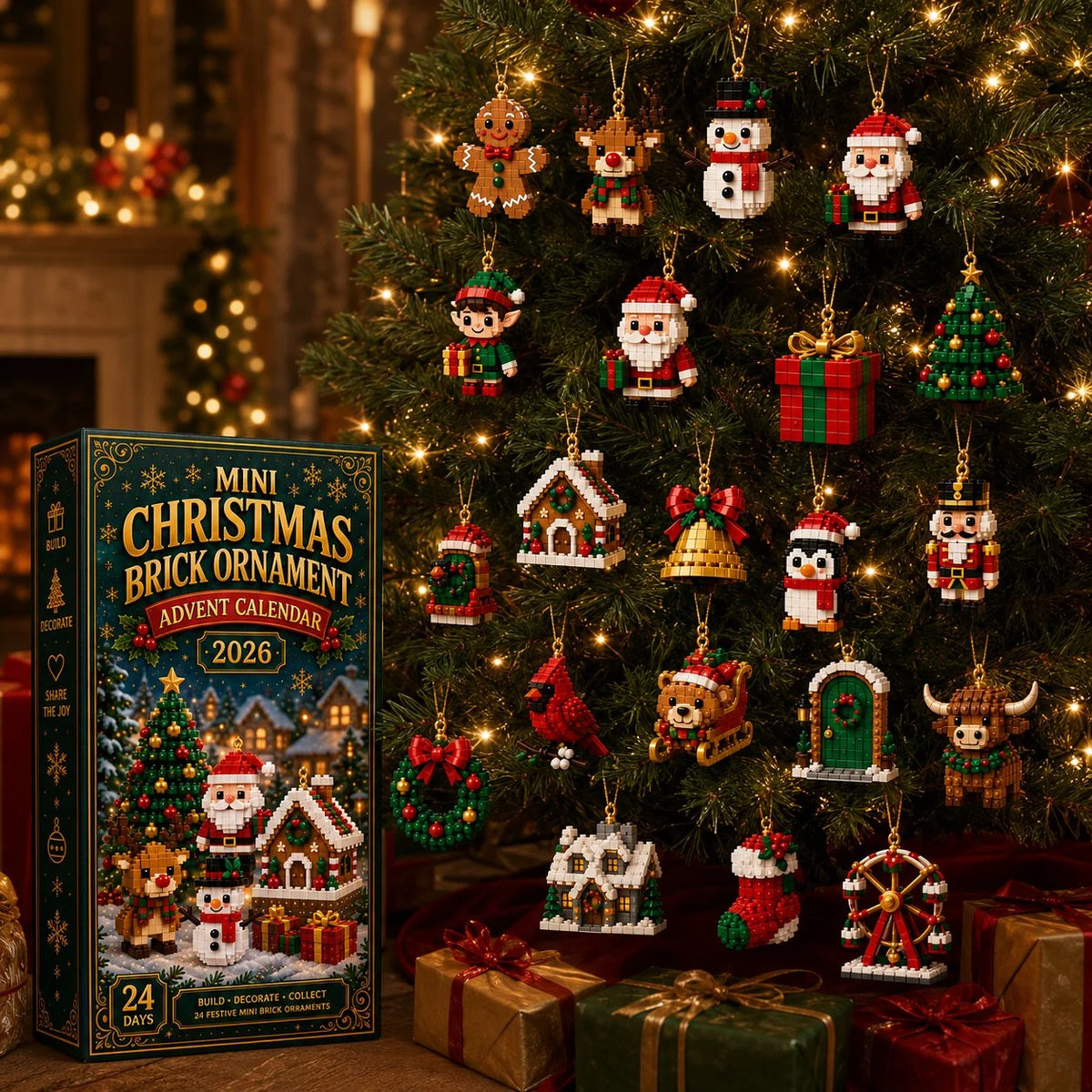 🎄 Last Day 49% OFF | 24-Day Christmas Ornament Advent Calendar – 24 Mini Buildable Holiday Decorations for a Magical Countdown to Christmas 🎁