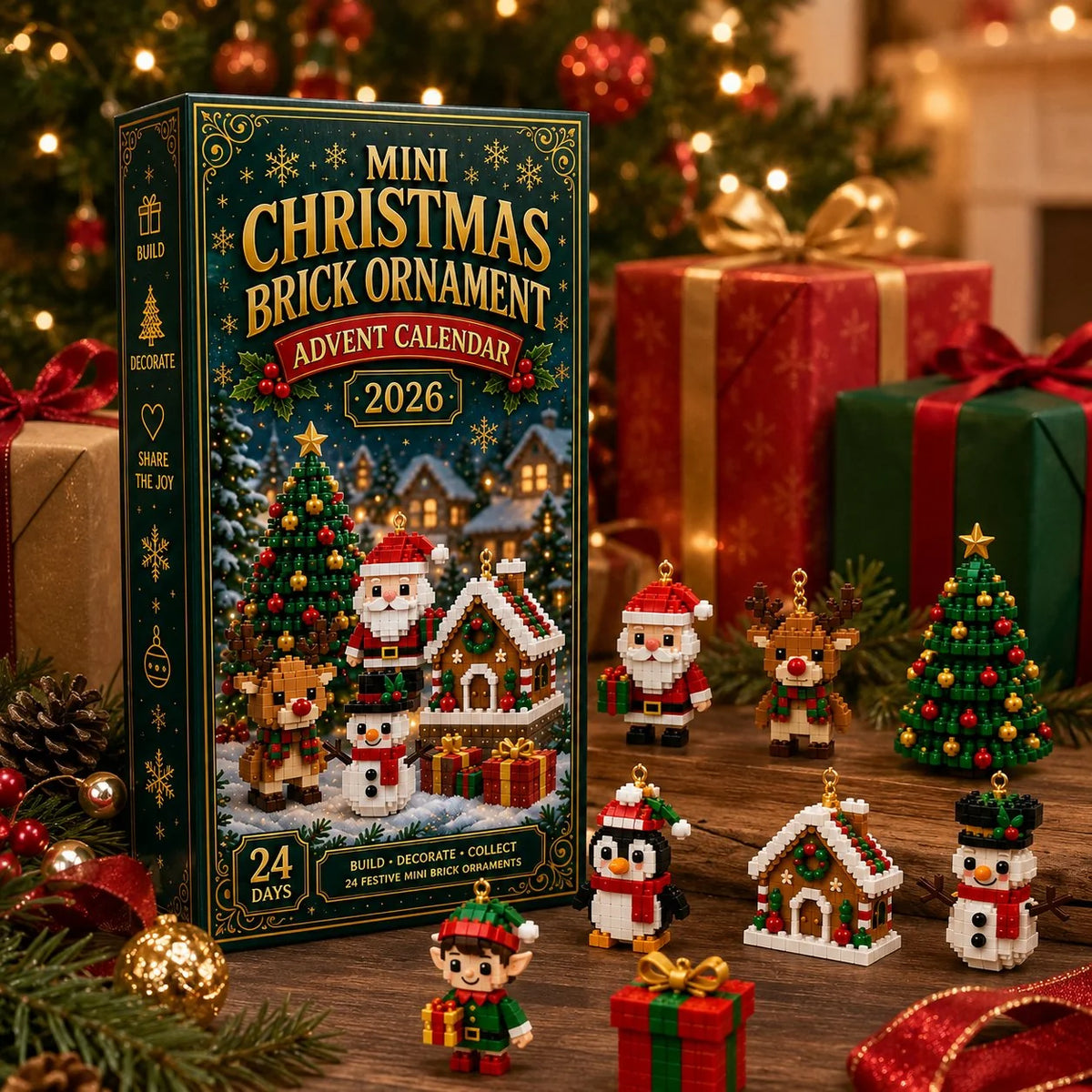 🎄 Last Day 49% OFF | 24-Day Christmas Ornament Advent Calendar – 24 Mini Buildable Holiday Decorations for a Magical Countdown to Christmas 🎁