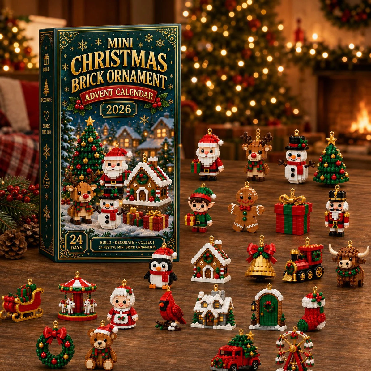 🎄 Last Day 49% OFF | 24-Day Christmas Ornament Advent Calendar – 24 Mini Buildable Holiday Decorations for a Magical Countdown to Christmas 🎁