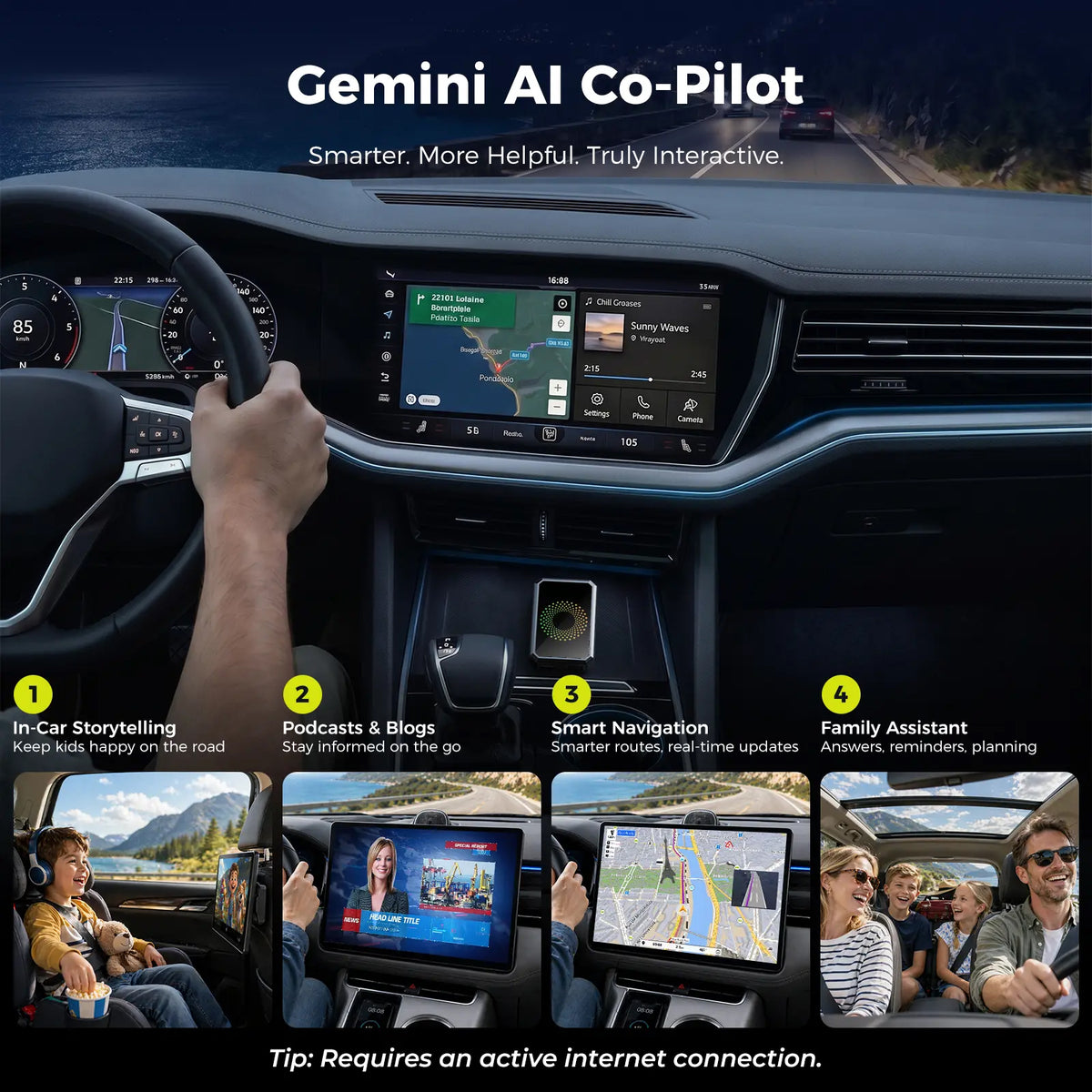 Wireless Car Adapter | Convert Wired CarPlay to Wireless with Streaming & AI