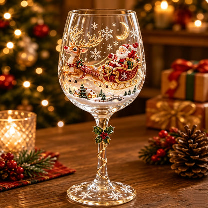 🔥🎄 Christmas 3D Wine Glass Gift Set – Festive Holiday Collection