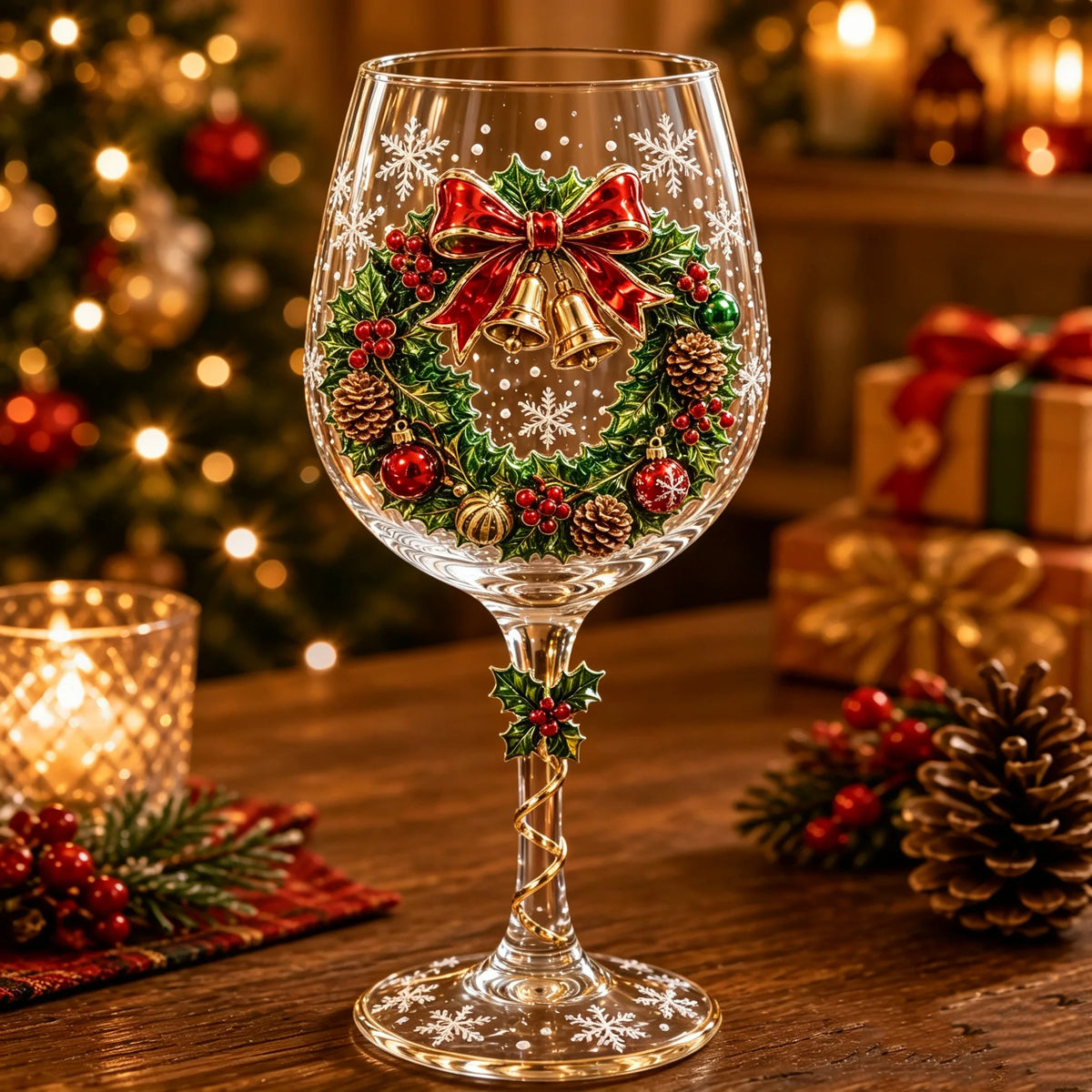 🔥🎄 Christmas 3D Wine Glass Gift Set – Festive Holiday Collection