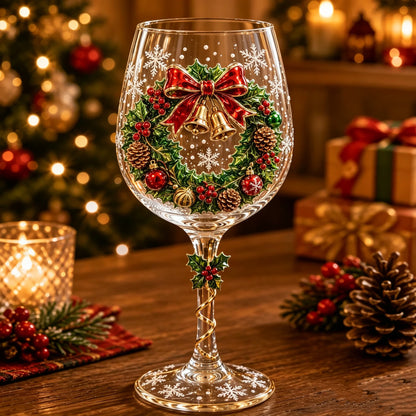 🔥🎄 Christmas 3D Wine Glass Gift Set – Festive Holiday Collection