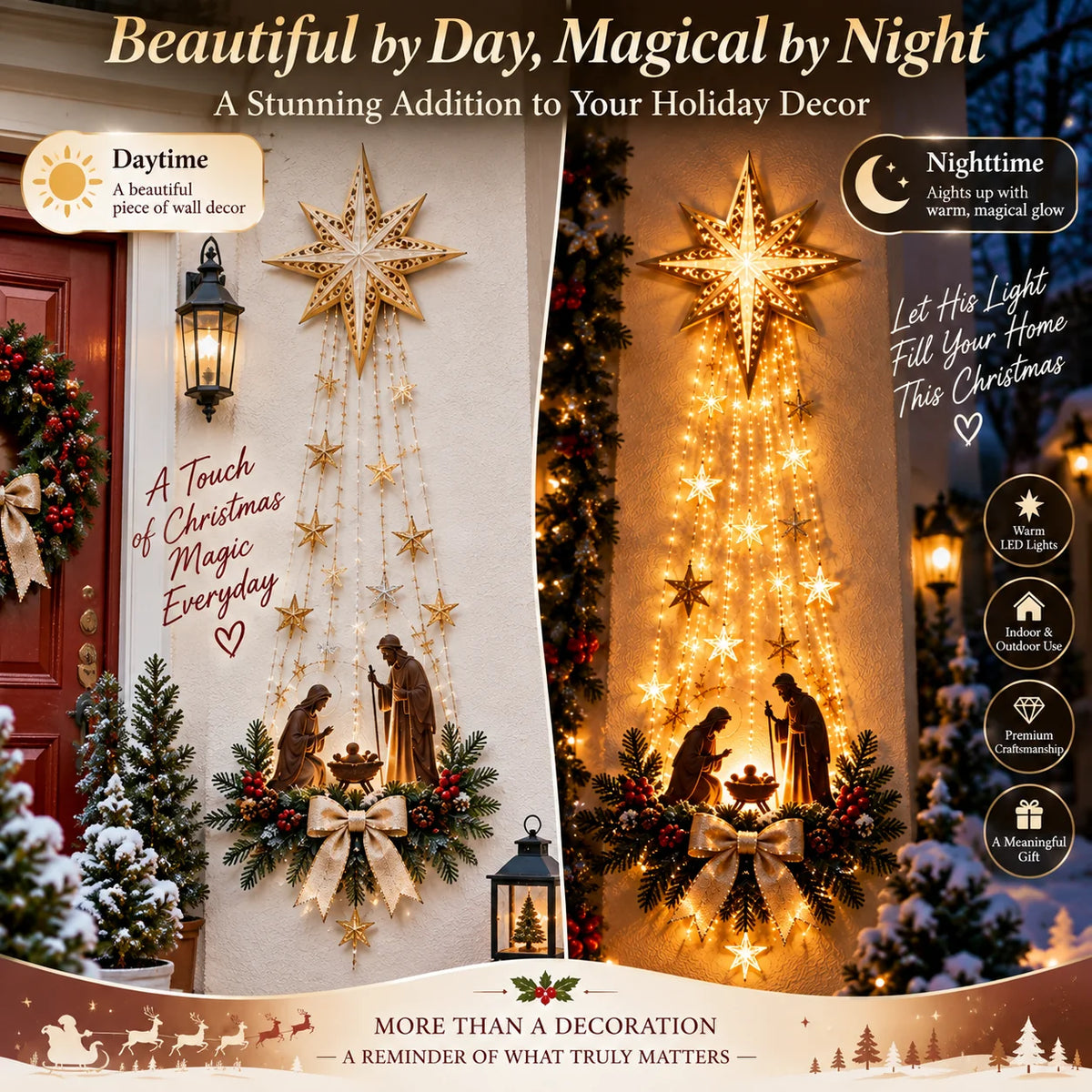 ✨Last Day 50% OFF✨✝️ Bethlehem Star of Faith– Lighted Nativity Wall Decor