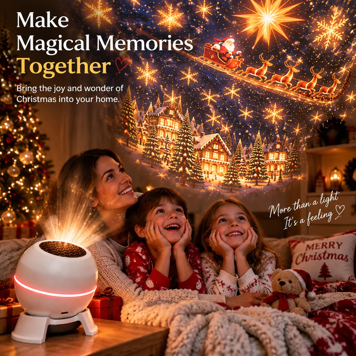 🔥LAST DAY 50% OFF -🎄 Magical Christmas Projection Night Light – Transform Any Room Into A Holiday Wonderland