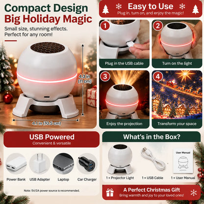 🔥LAST DAY 50% OFF -🎄 Magical Christmas Projection Night Light – Transform Any Room Into A Holiday Wonderland