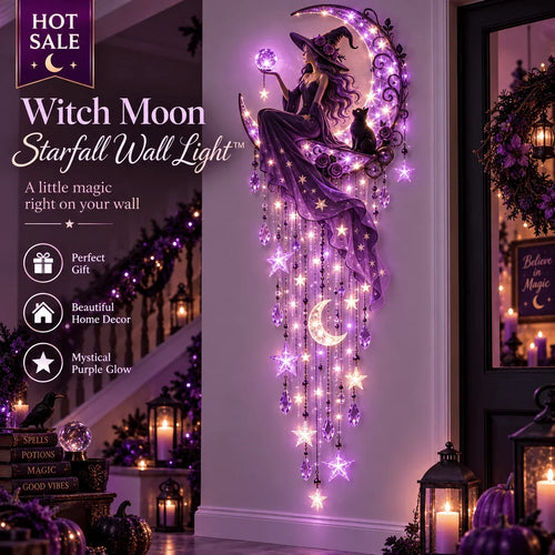🌙✨ 🌙 Witch Moon Starfall Wall Light – Magical Purple Glow & Gothic Decor