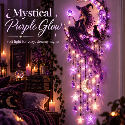 🌙✨ 🌙 Witch Moon Starfall Wall Light – Magical Purple Glow & Gothic Decor