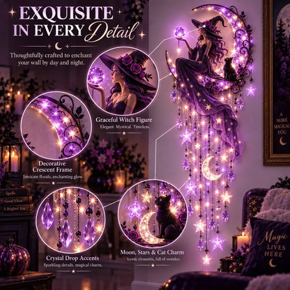 🌙✨ 🌙 Witch Moon Starfall Wall Light – Magical Purple Glow & Gothic Decor