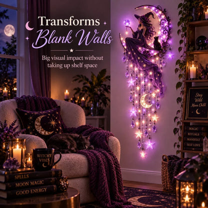 🌙✨ 🌙 Witch Moon Starfall Wall Light – Magical Purple Glow & Gothic Decor