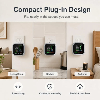 6-in-1 Smart Air Safety Monitor | CO, Gas & Smoke Detector with 8-Hour Battery Backup