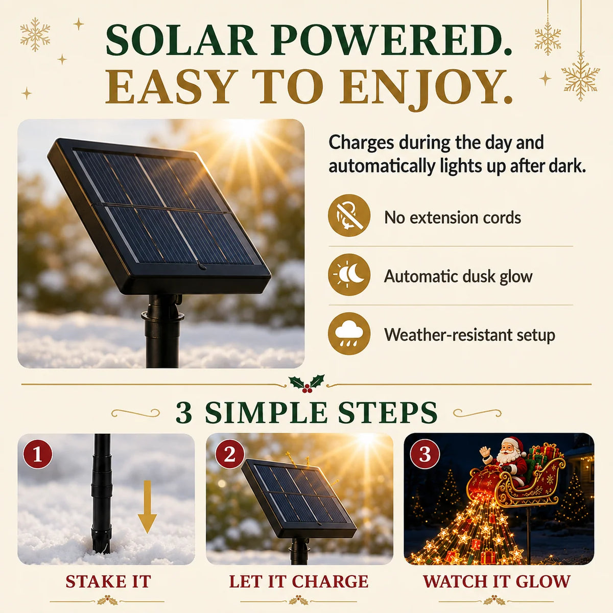🎅 2026 Santa’s Flying Sleigh – Solar-Powered Christmas Garden Light