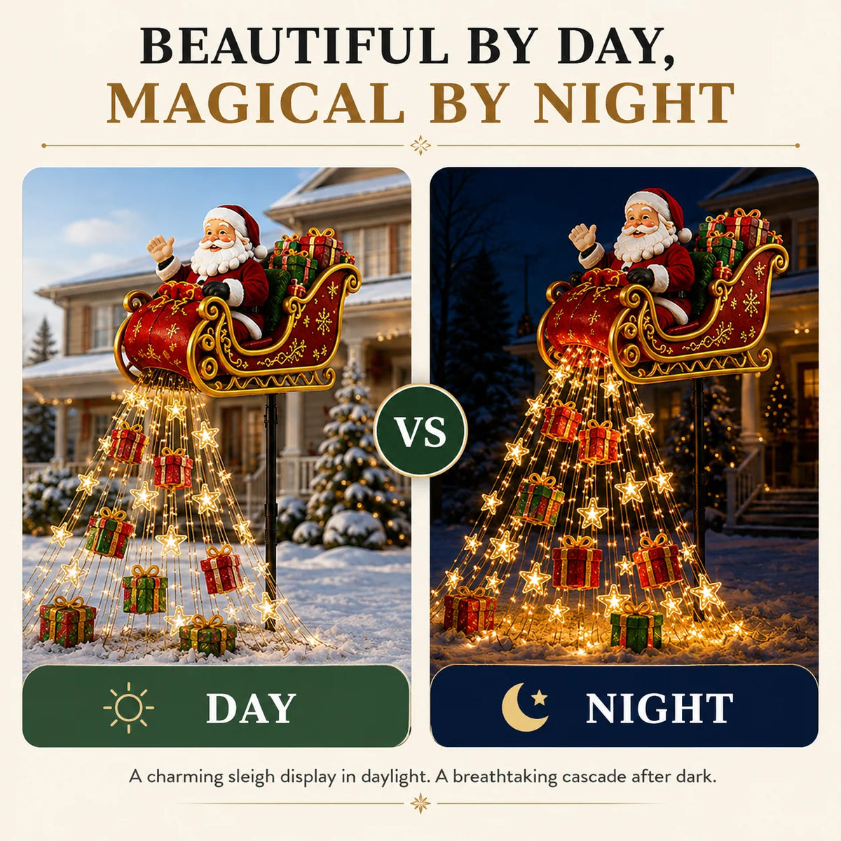 🎅 2026 Santa’s Flying Sleigh – Solar-Powered Christmas Garden Light