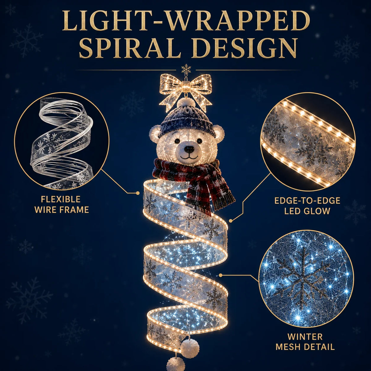 🎄 Christmas Spiral Hanging LED Light – Festive Christmas Tree & Holiday Decoration