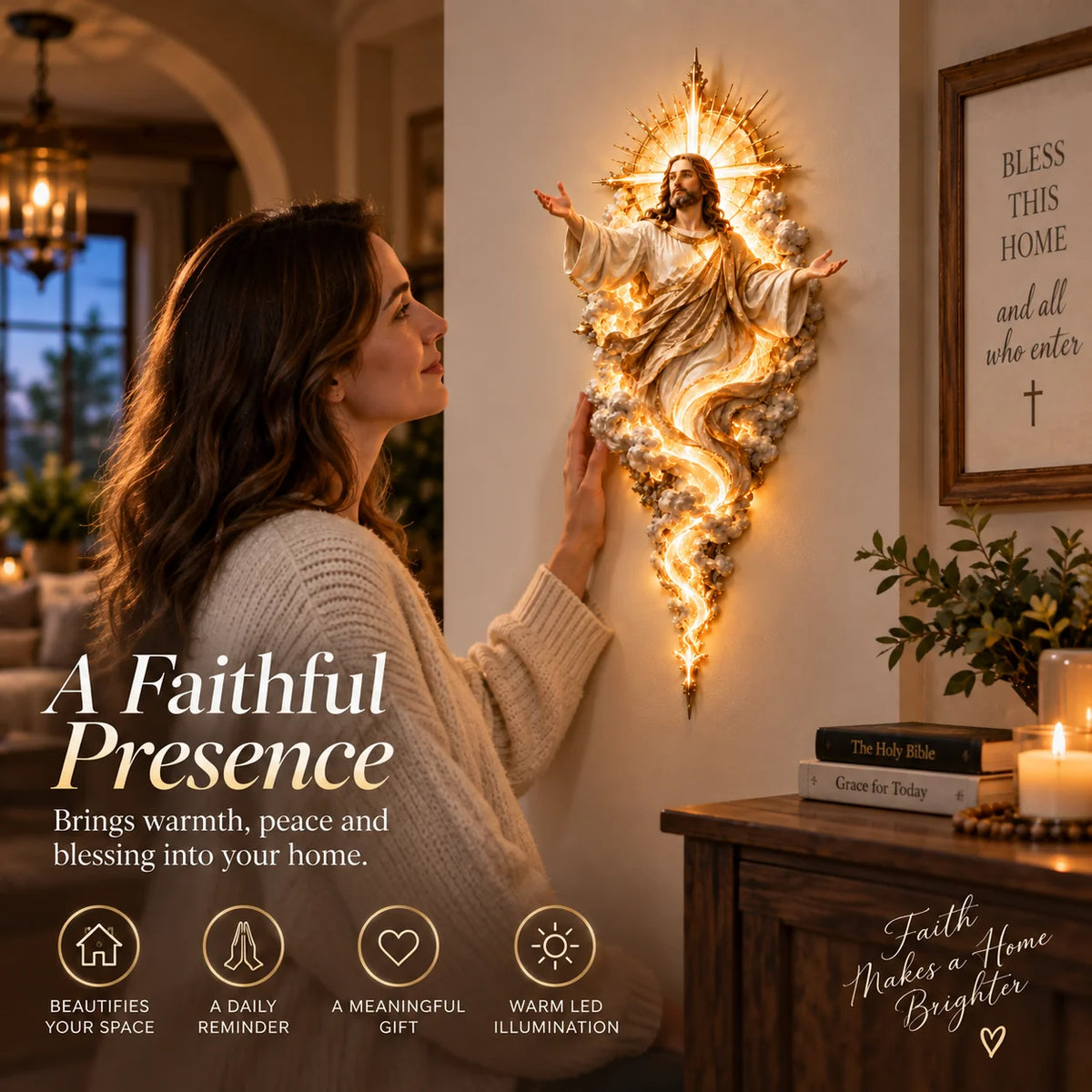 🔥last Day 50% Off -  ✝️ Light Of The World Jesus Wall Sculpture – A Radiant Symbol Of Faith For The Home