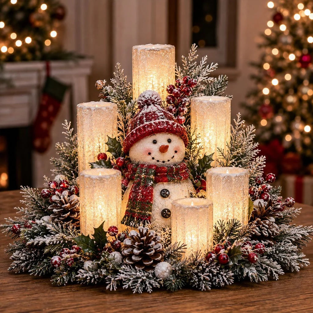 Lighted Christmas Centerpiece Snowman