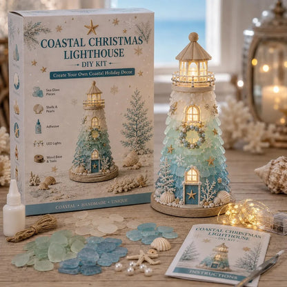 50%  Off - 🌊 Beginner-Friendly DIY Lighted Sea Glass-Style Lighthouse Kit Collection | Complete Kit with Sea Glass-Style Pieces, LED Lights & Step-by-Step Guide Included 💕