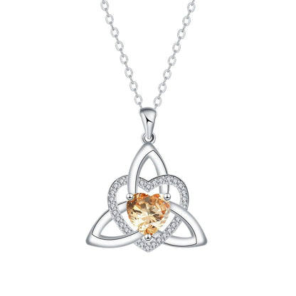 ✨ Celtic Trinity Knot Heart Birthstone Necklace | Heart-Shaped Pendant