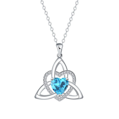 ✨ Celtic Trinity Knot Heart Birthstone Necklace | Heart-Shaped Pendant