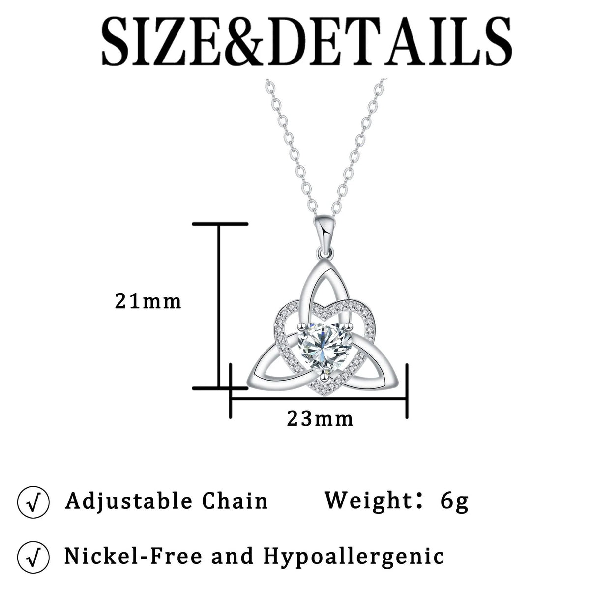 ✨ Celtic Trinity Knot Heart Birthstone Necklace | Heart-Shaped Pendant