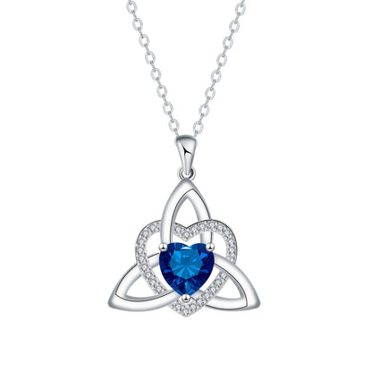 ✨ Celtic Trinity Knot Heart Birthstone Necklace | Heart-Shaped Pendant